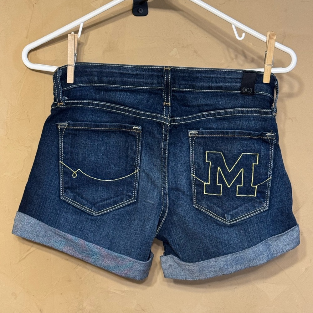 Women's Cuffed Denim Shorts - Dark Blue